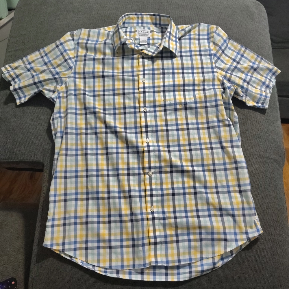 Men's Blue and Yellow Plaid Shirt